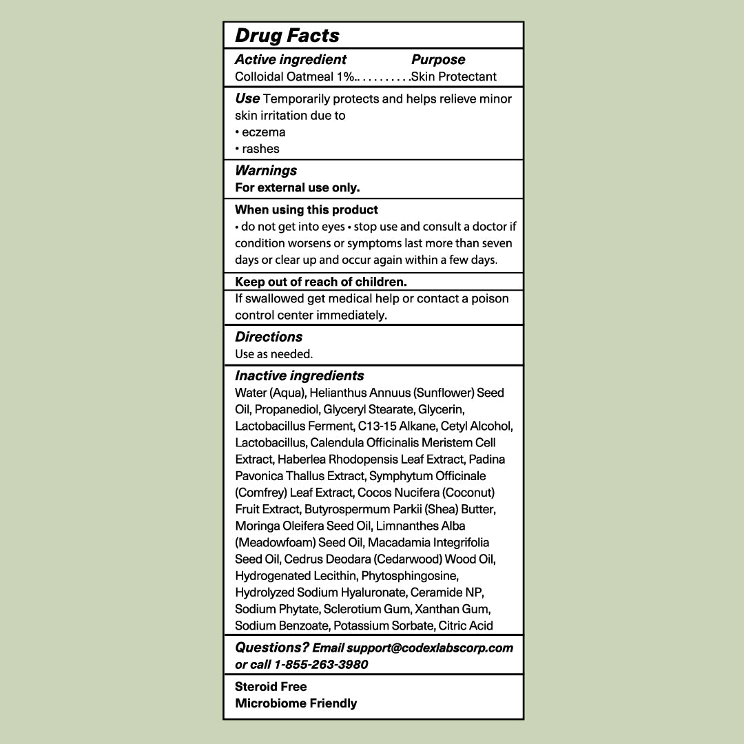 Drug facts label for a skin protectant product on a light green background